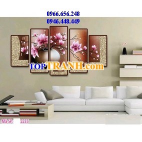 Tranh gắn đá bình hoa 5 bức